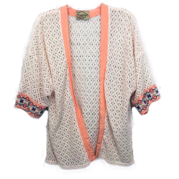 Jackets & Blazers - Boho embroidered crochet kimono